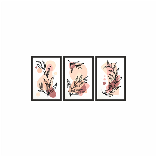 Blush Harmony Botanical Wall Frame Set – Minimal Modern Art for Serene Spaces 🌸