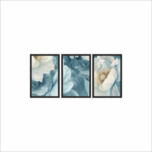 Azure Blossom Wall Frame Set – Serene Floral Art for Modern Interiors 🌸