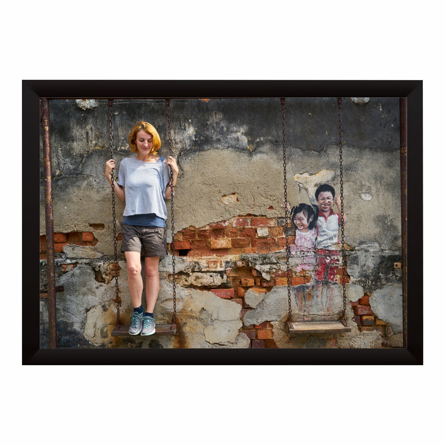 Urban Swing Wall Art | Street Art Photography Canvas Print | Rustic Graffiti Wall Decor | Vintage Urban Lifestyle Artwork | Modern Wall Art
