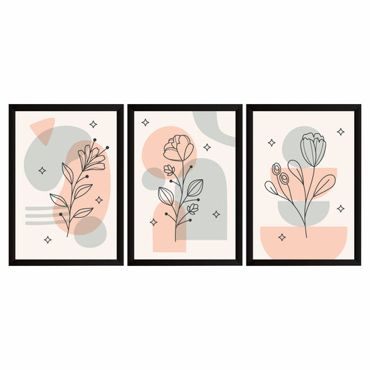 Abstract Botanical Floral Wall Art Set of 3