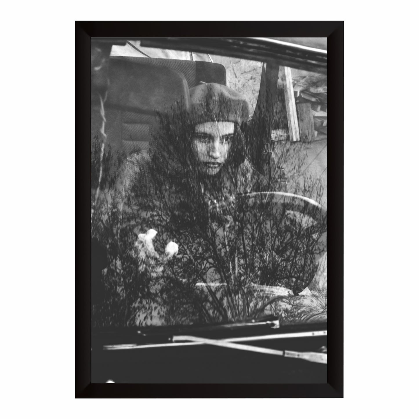 Moody Vintage Car Window Black & White Wall Art | Artistic Photography