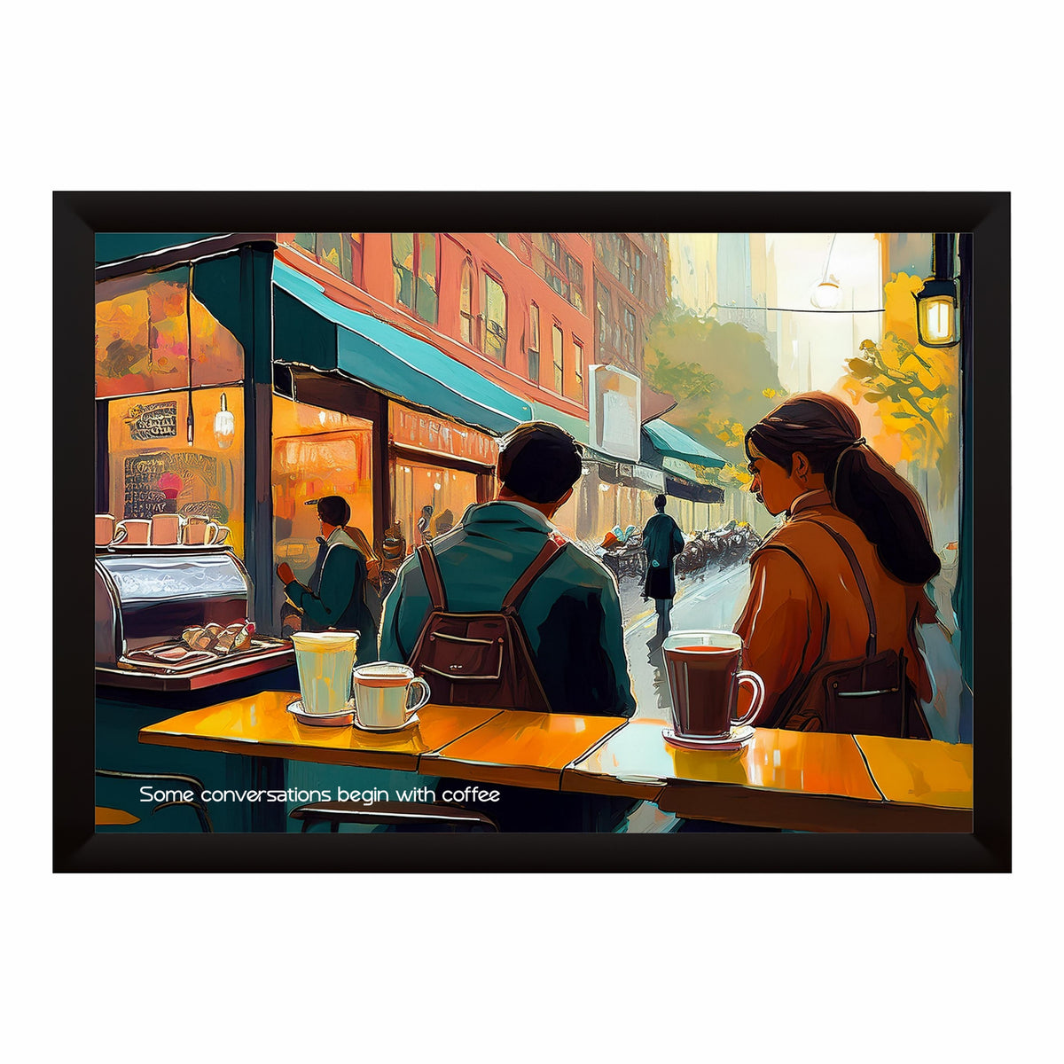 Some Conversations Begin with Coffee Wall Art | Cozy Café Canvas Print | Coffee Shop Decor