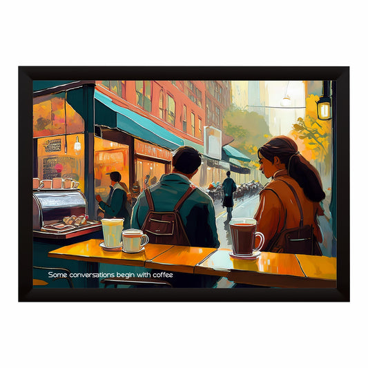 Some Conversations Begin with Coffee Wall Art | Cozy Café Canvas Print | Coffee Shop Decor