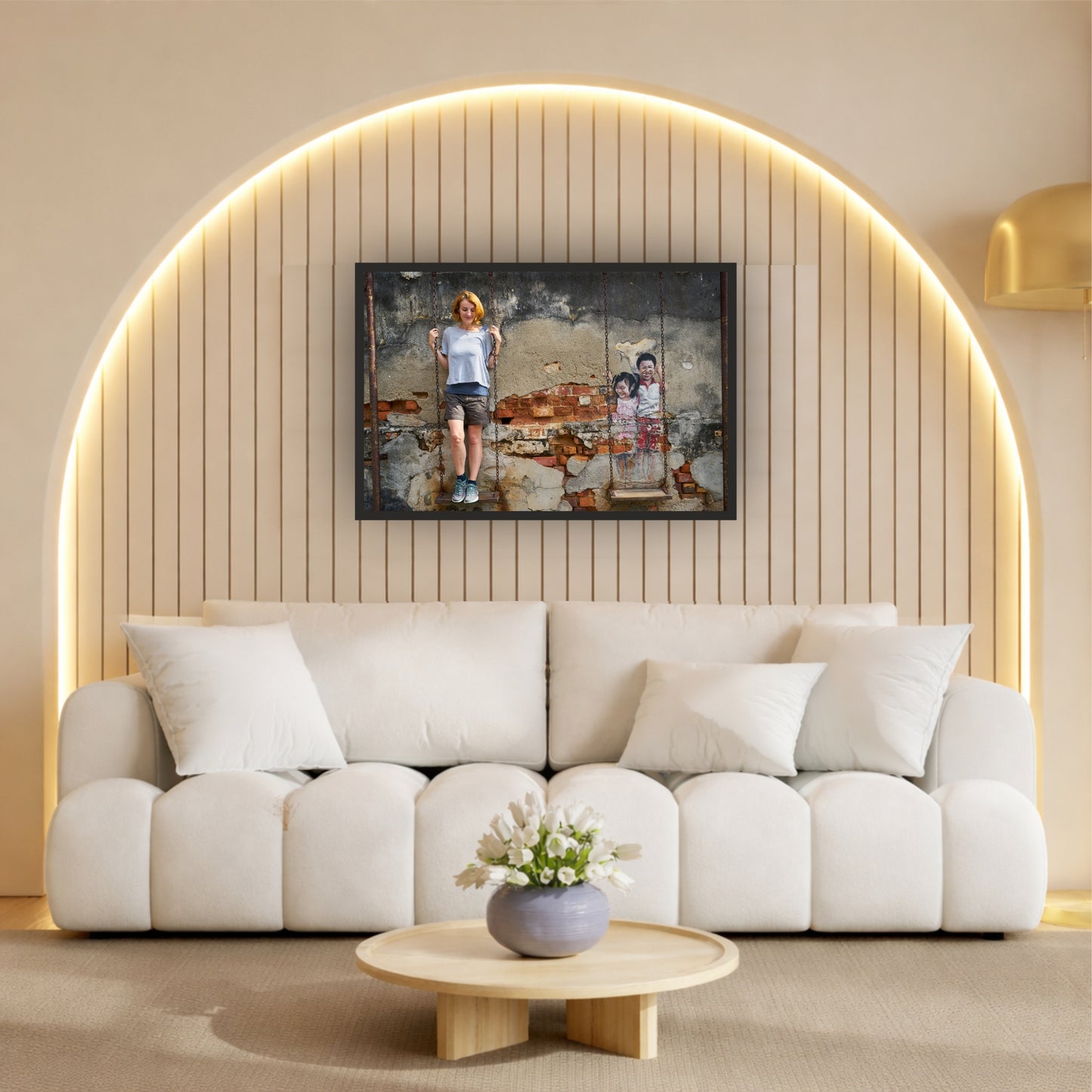 Urban Swing Wall Art | Street Art Photography Canvas Print | Rustic Graffiti Wall Decor | Vintage Urban Lifestyle Artwork | Modern Wall Art