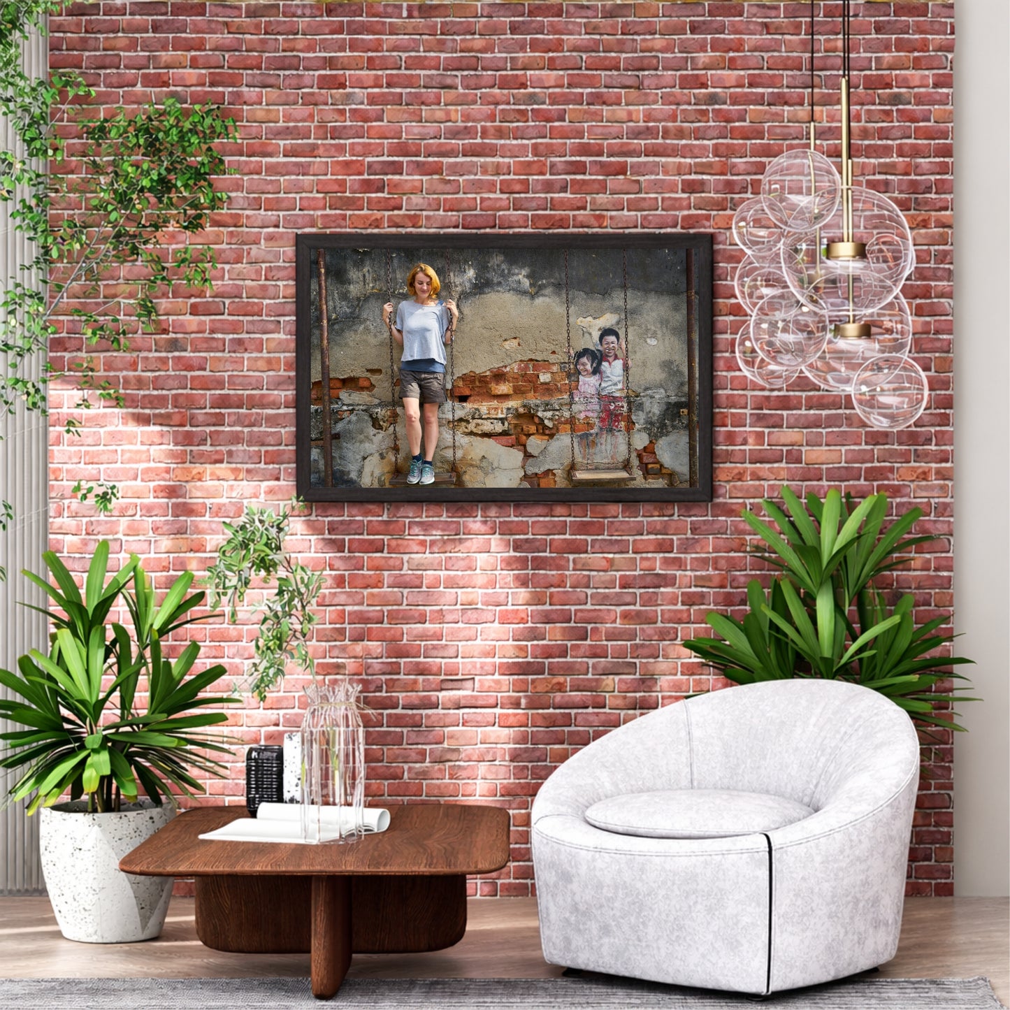 Urban Swing Wall Art | Street Art Photography Canvas Print | Rustic Graffiti Wall Decor | Vintage Urban Lifestyle Artwork | Modern Wall Art