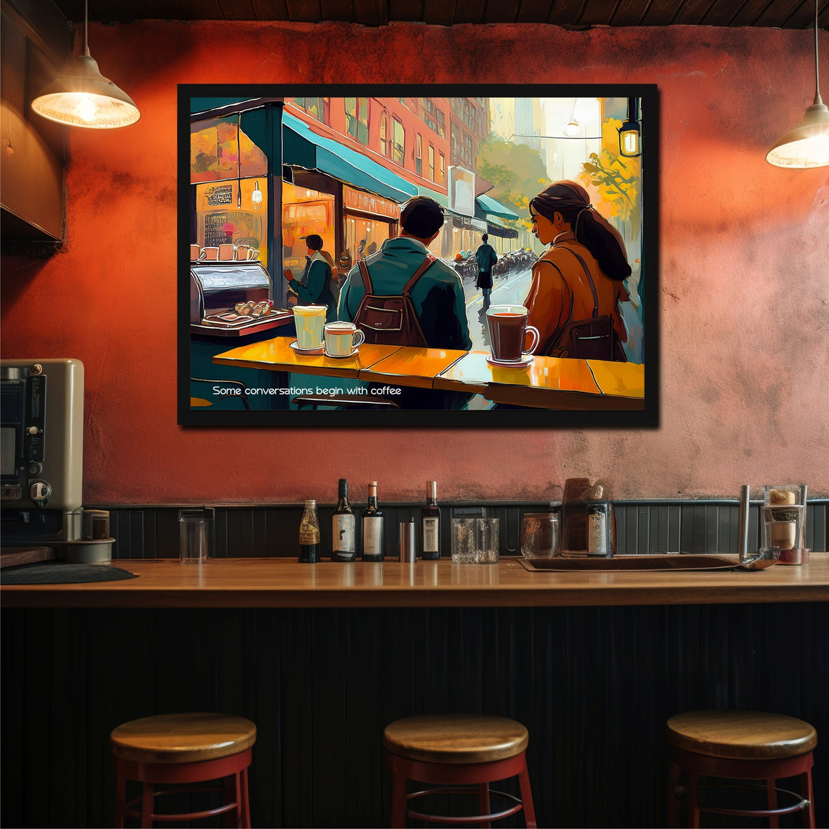 Some Conversations Begin with Coffee Wall Art | Cozy Café Canvas Print | Coffee Shop Decor