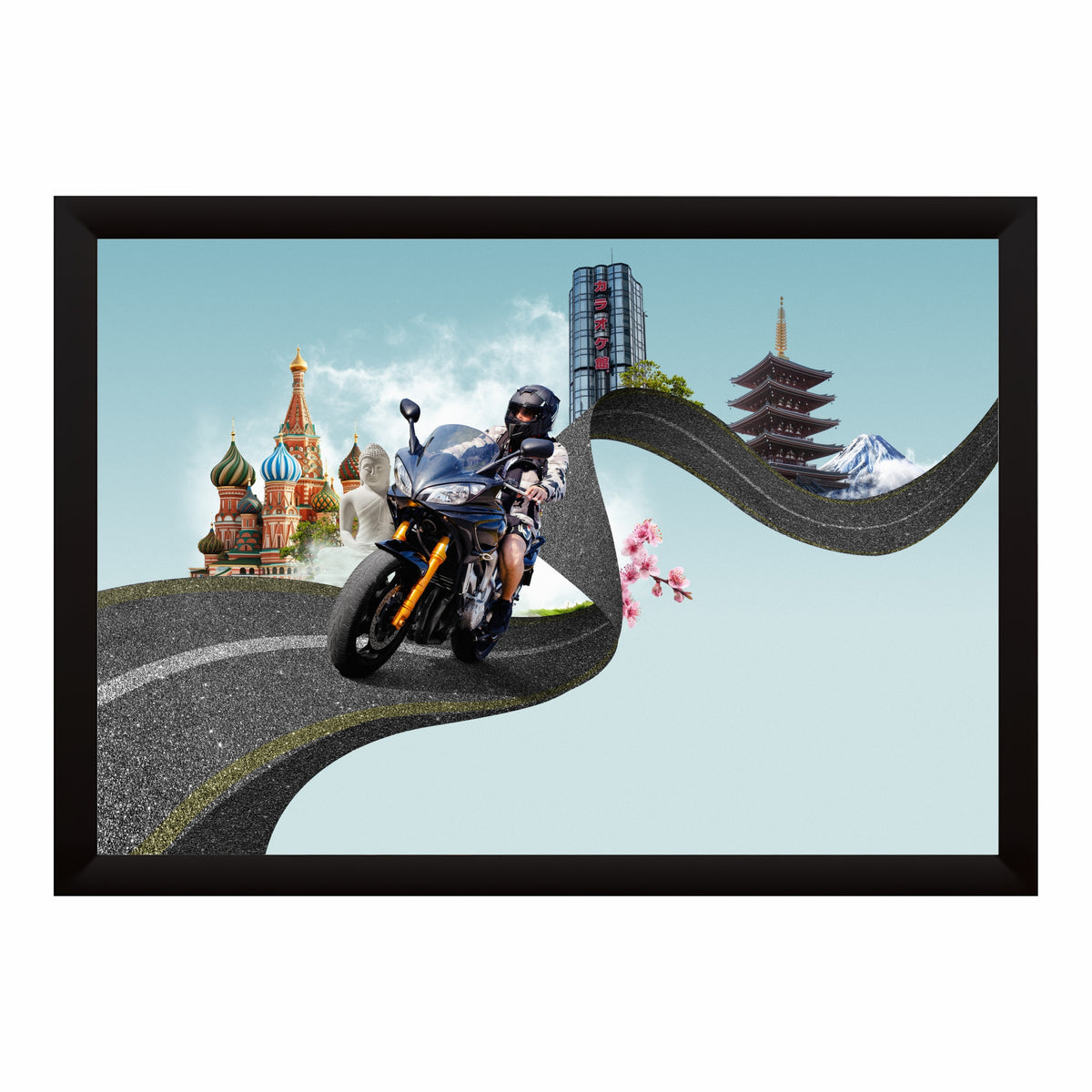Motorcycle World Travel Wall Art | Global Adventure Road Trip Poster