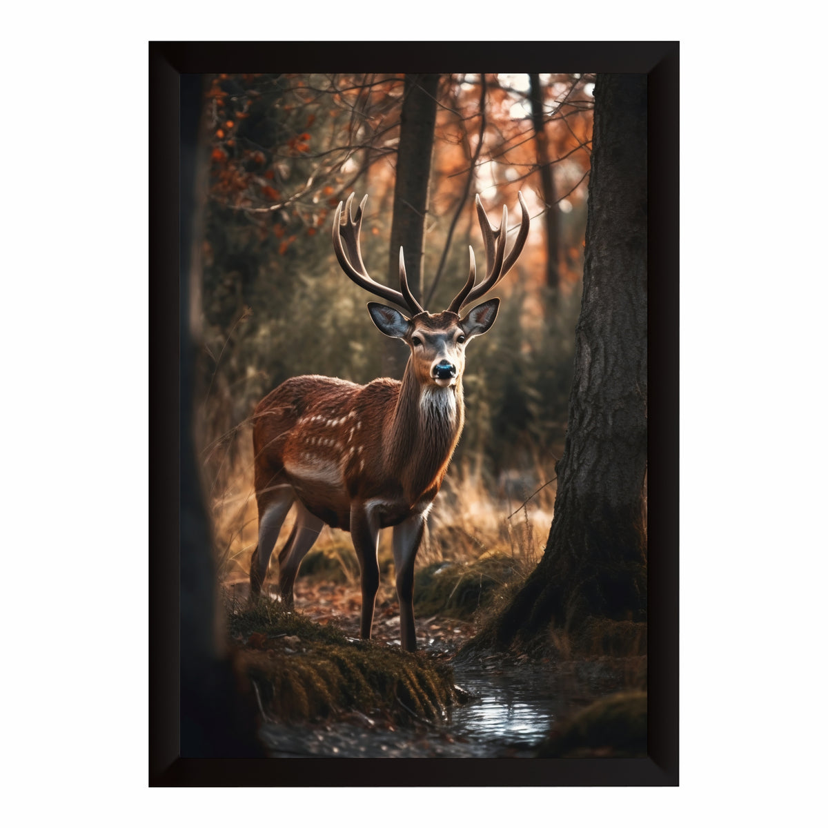 Deer Wall Art | Majestic Deer Forest Artwork | Framed Wildlife Decor | Stag Animal Wall Art