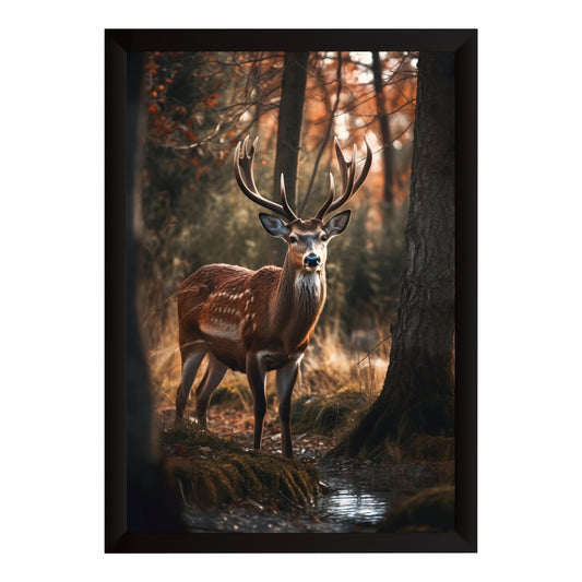 Deer Wall Art | Majestic Deer Forest Artwork | Framed Wildlife Decor | Stag Animal Wall Art