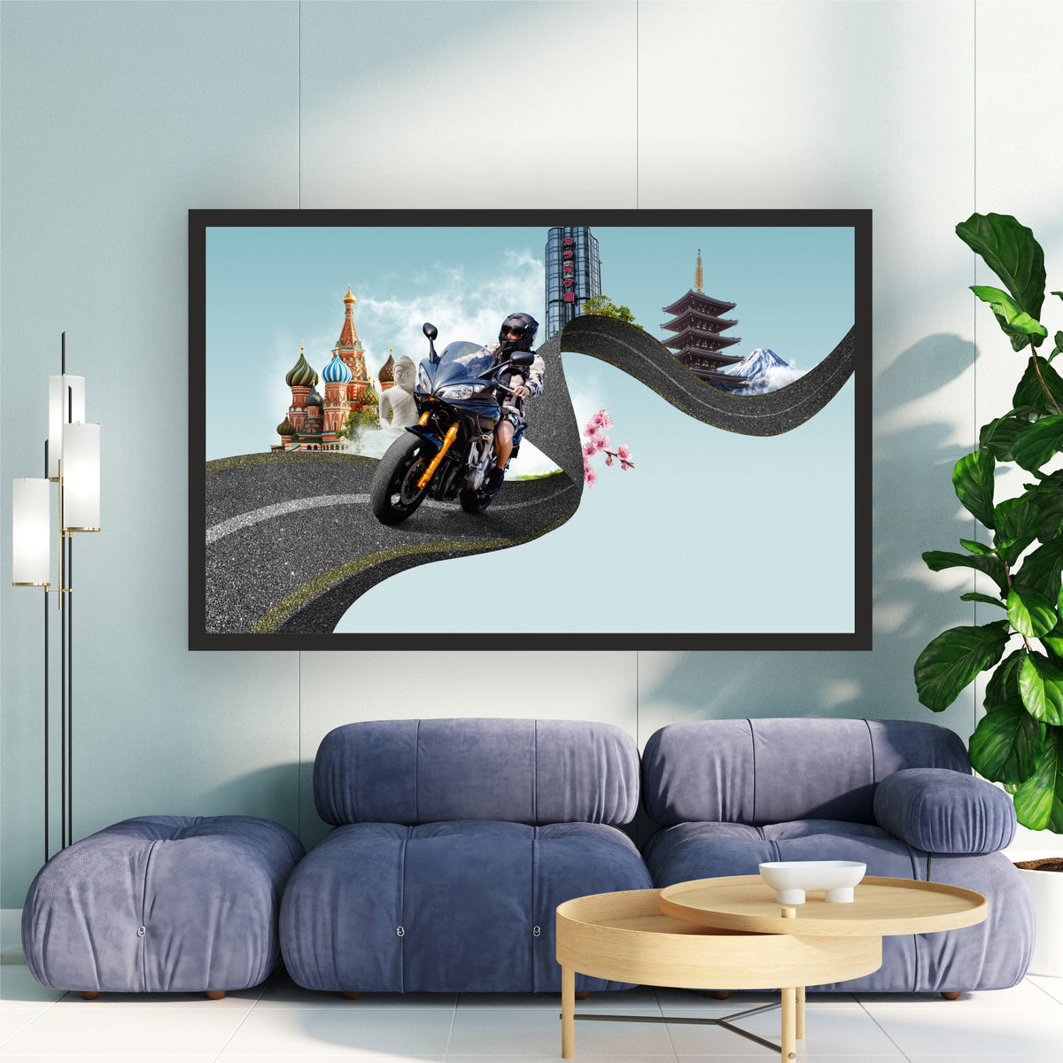 Motorcycle World Travel Wall Art | Global Adventure Road Trip Poster
