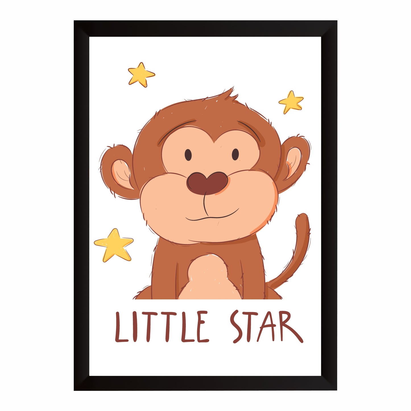 Little Star Monkey Wall Art | Cute Jungle Nursery Animal Print