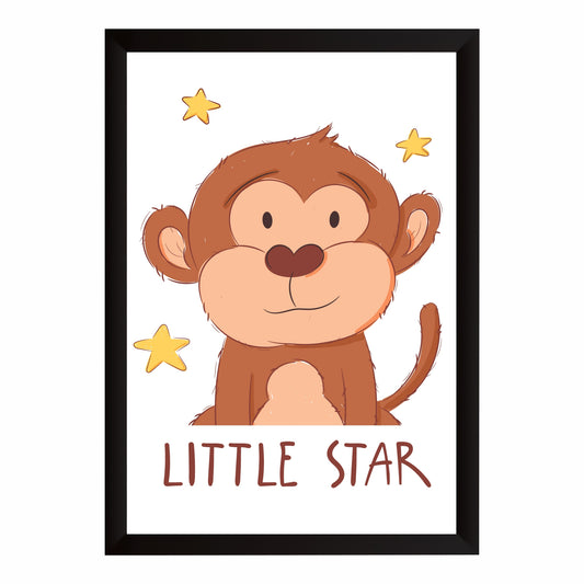 Little Star Monkey Wall Art | Cute Jungle Nursery Animal Print