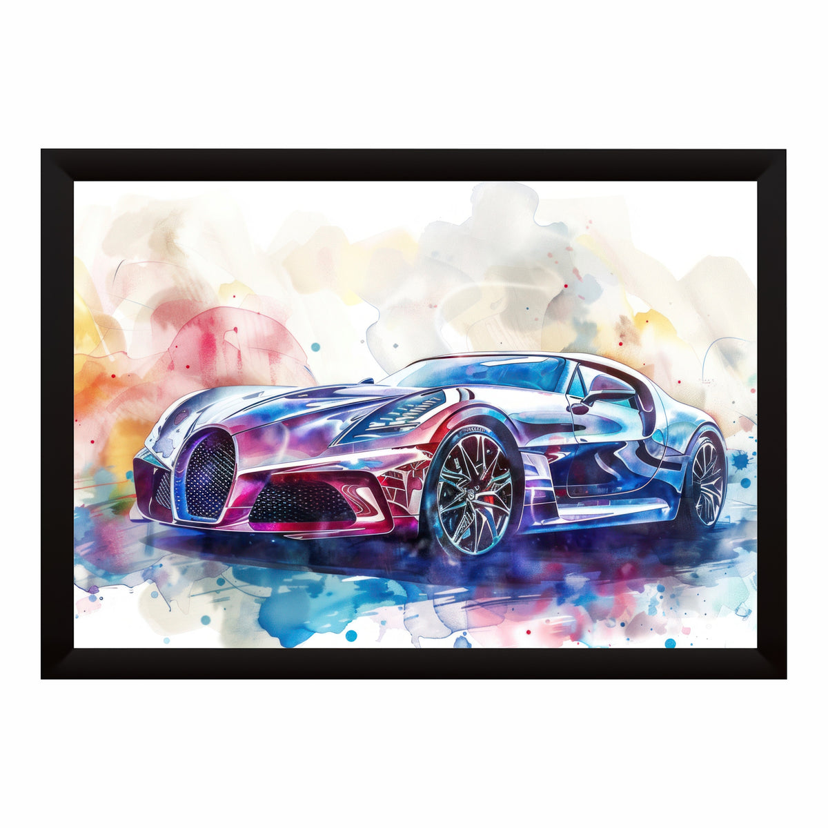 Luxury Futuristic Sports Car Wall Art | Modern Watercolor Automotive Poster