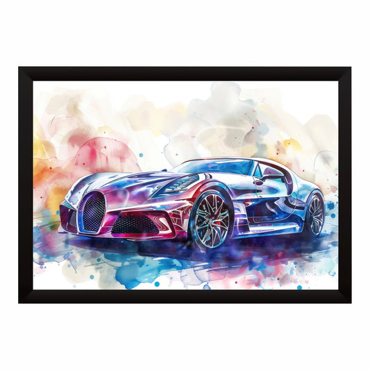 Luxury Futuristic Sports Car Wall Art | Modern Watercolor Automotive Poster