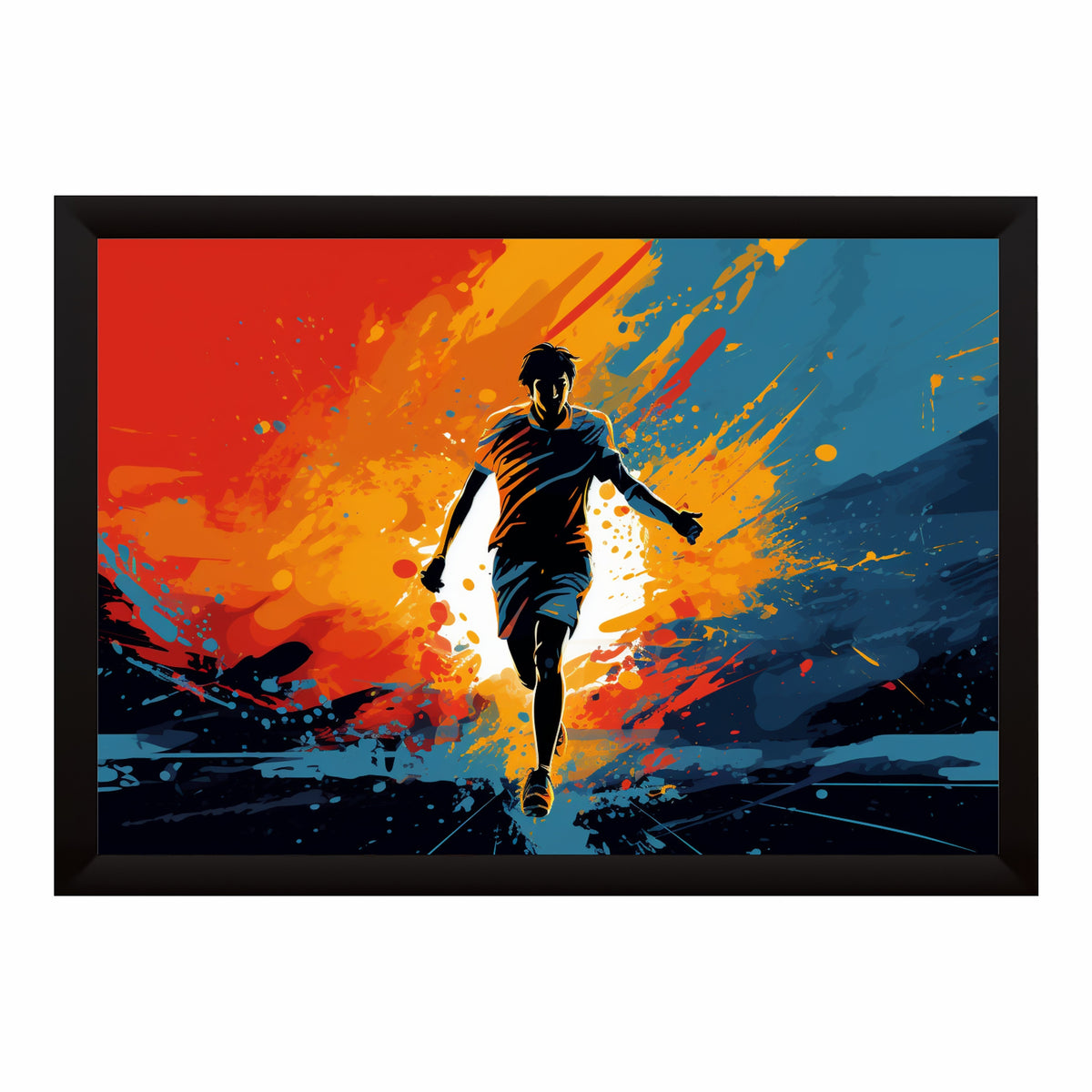 Football Run Through Fire Wall Art | Framed Sports Print