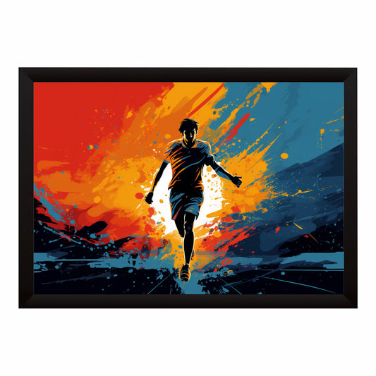 Football Run Through Fire Wall Art | Framed Sports Print