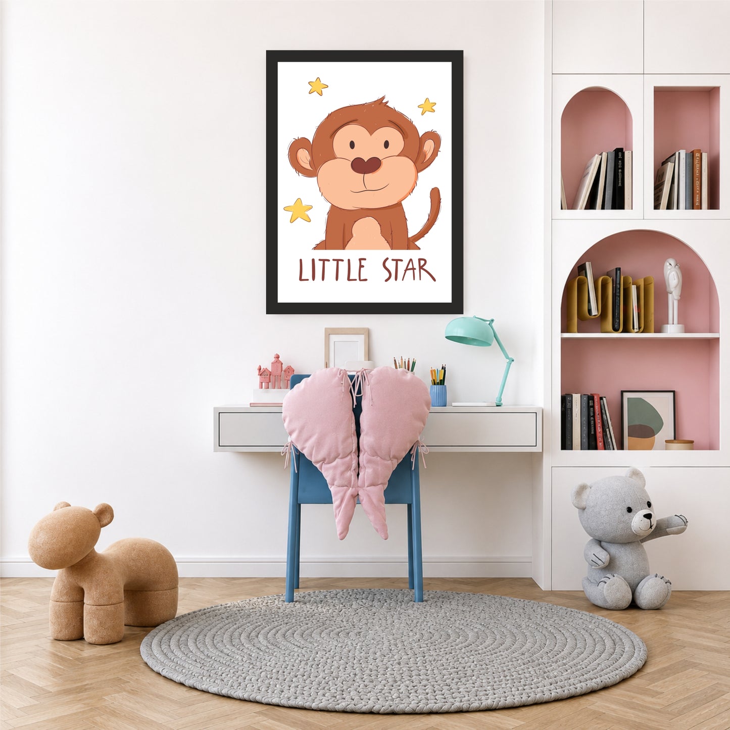 Little Star Monkey Wall Art | Cute Jungle Nursery Animal Print
