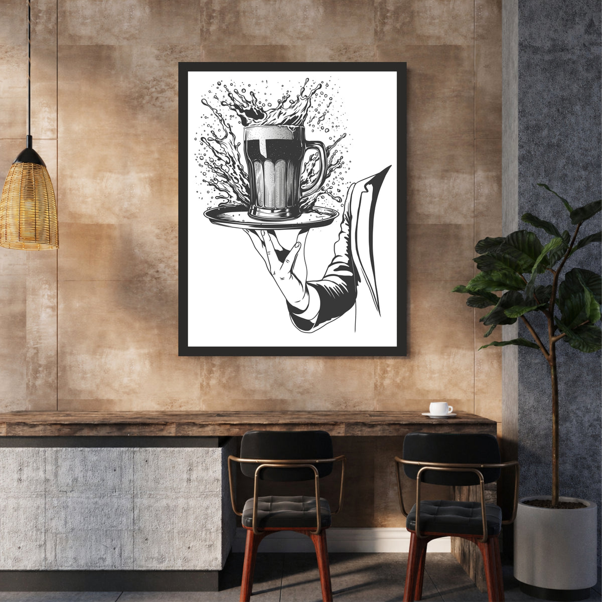 Beer Wall Art | Framed Beer Mug Artwork | Vintage Pub & Bar Décor | Beer Lover Wall Décor