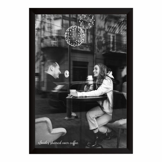 Coffee Date Wall Art | Romantic Café Canvas Print | Black & White Poster