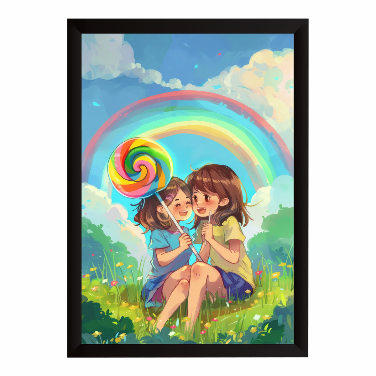 Cute Rainbow Kids Wall Art | Whimsical Cartoon Nursery Print