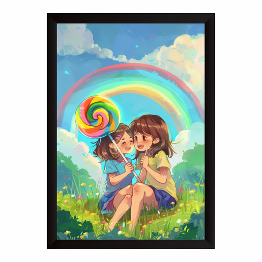 Cute Rainbow Kids Wall Art | Whimsical Cartoon Nursery Print