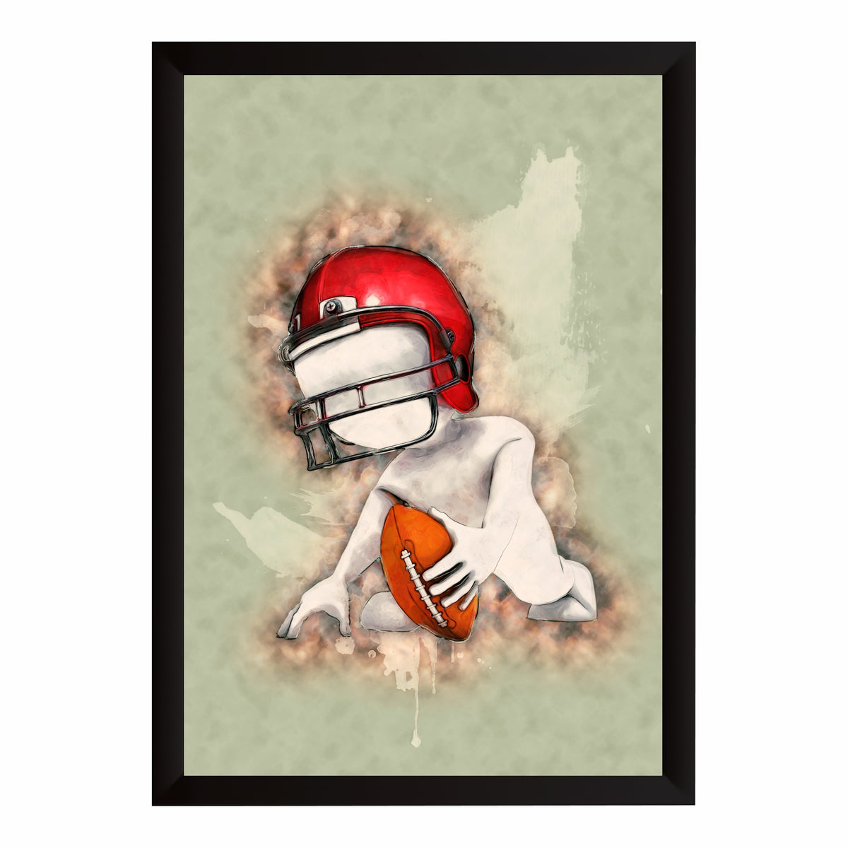 American Football Wall Art – Vintage Football Helmet & Ball Sports Poster, Modern Framed Wall Décor for Boys Room, Bedroom & Sports Room