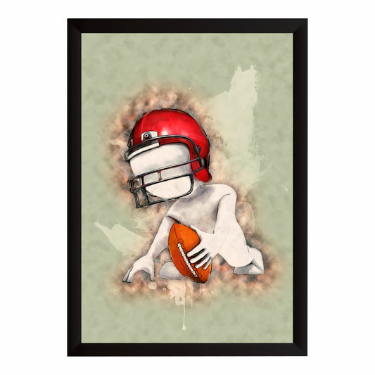 American Football Wall Art – Vintage Football Helmet & Ball Sports Poster, Modern Framed Wall Décor for Boys Room, Bedroom & Sports Room