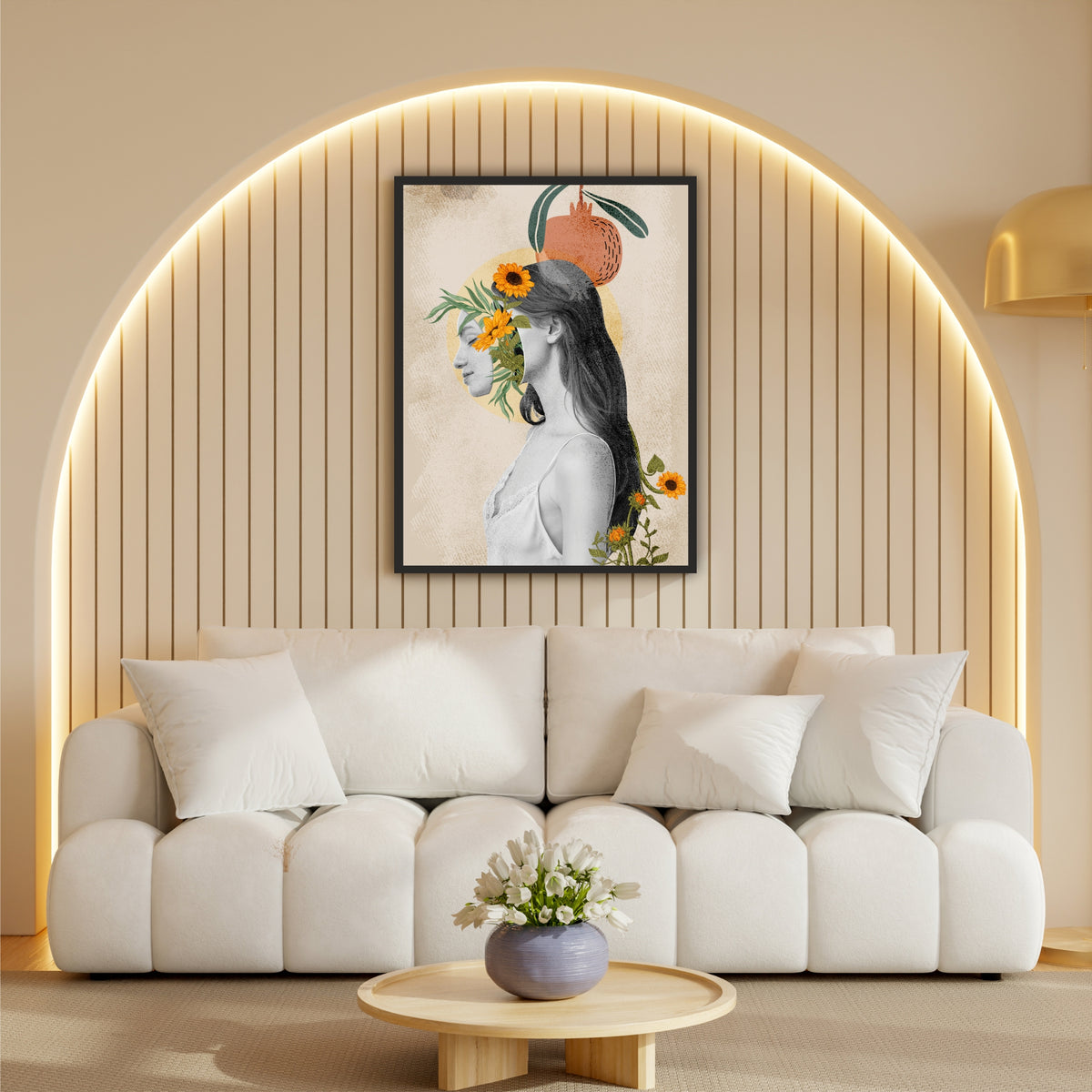 Vintage Botanical Woman Wall Art | Floral Collage Artwork