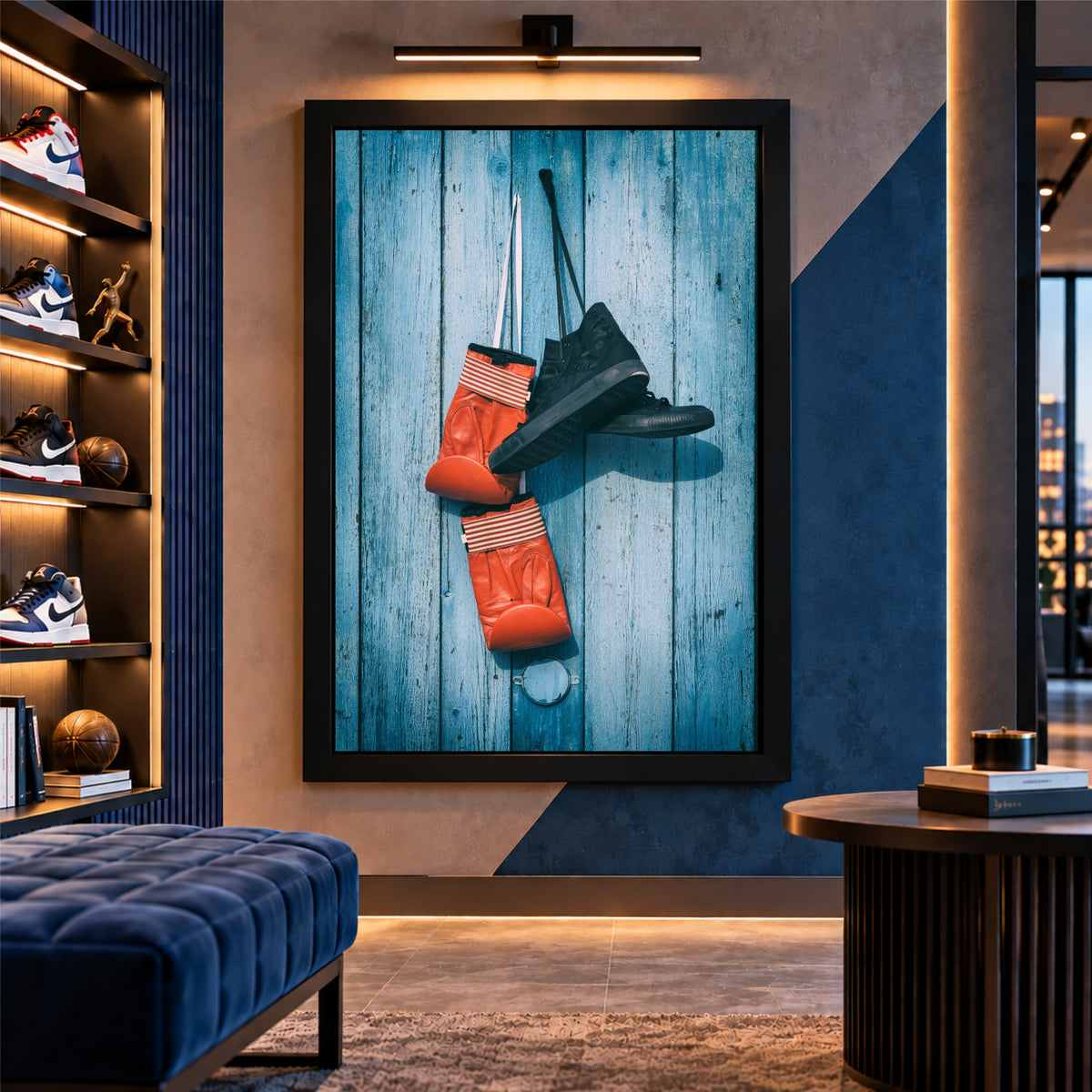 Boxing Gloves & Shoes Wall Art | Sports Training Poster | Framed Boxing Gym Decor | Fitness & Workout Wall Decor
