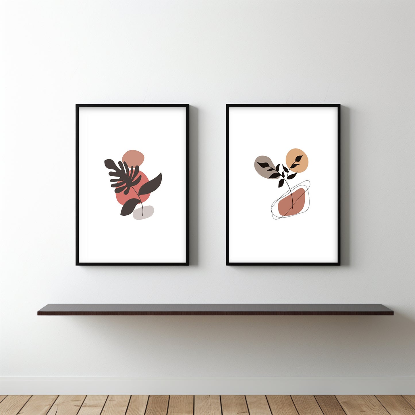 Muted Botanical Abstract Wall Frame Set – Modern Minimal Decor 🌿✨