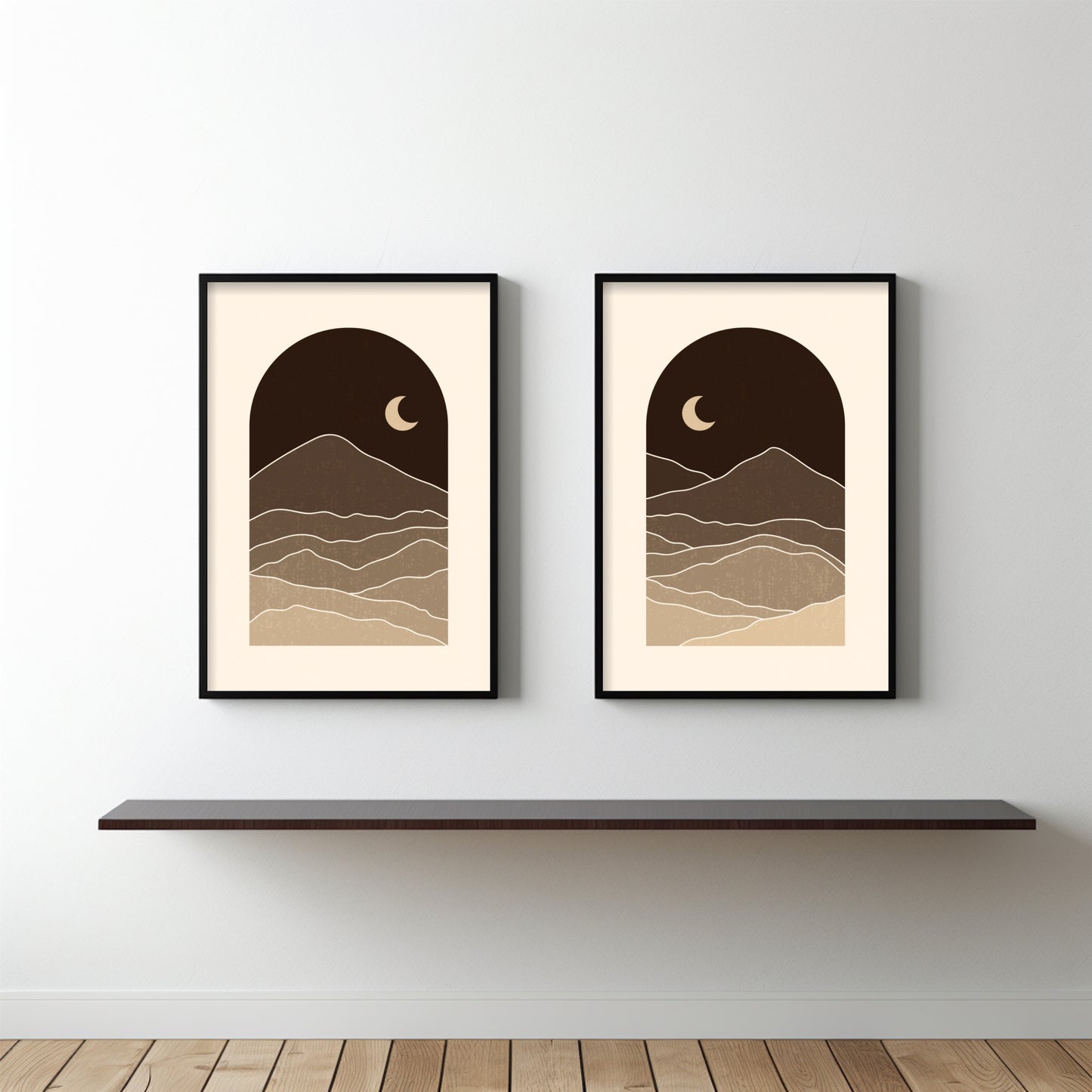 Moonlit Mountains Wall Frame Set – Minimal Nightscape Art Prints 🌙✨