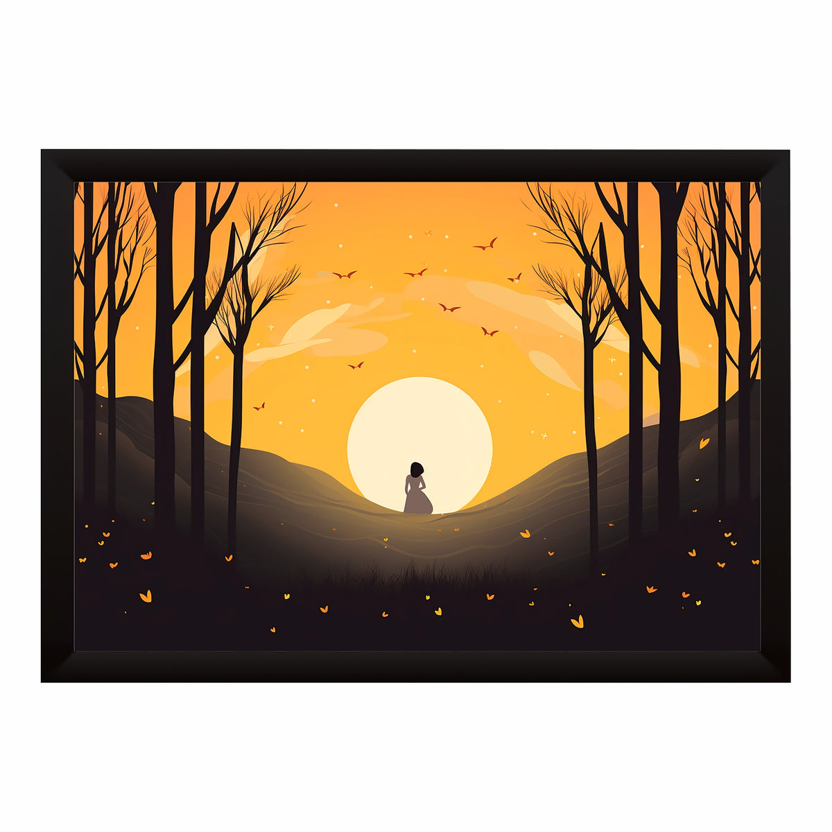 Pregnant Woman Sunset Wall Art | Motherhood Silhouette | Peaceful Nature Artwork