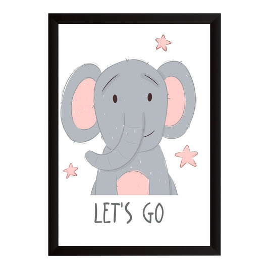 Let's Go Elephant Wall Art | Cute Safari Nursery Animal Print