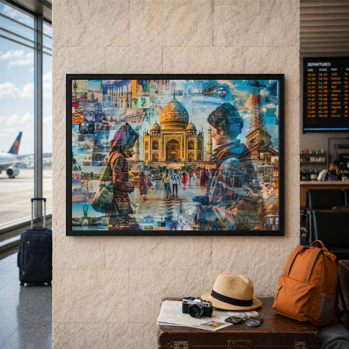 World Travel Landmark Collage Wall Art | Iconic Destinations Poster