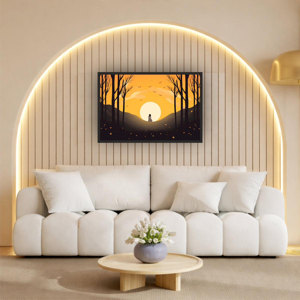 Pregnant Woman Sunset Wall Art | Motherhood Silhouette | Peaceful Nature Artwork