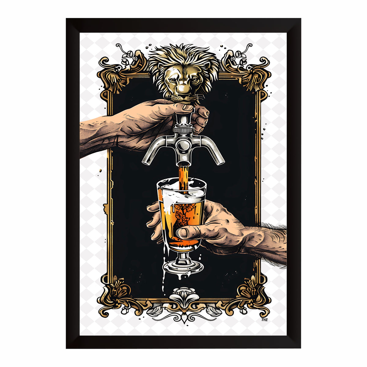 Beer Tap Wall Art | Framed Beer Mug Artwork | Vintage Pub & Bar Décor | Beer Lover Wall Décor