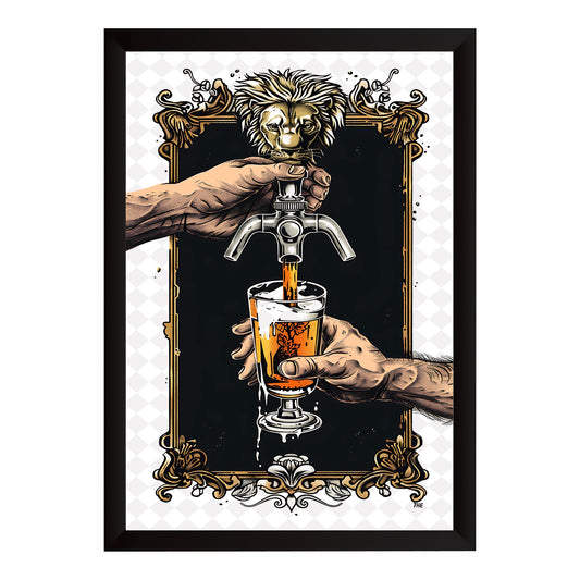 Beer Tap Wall Art | Framed Beer Mug Artwork | Vintage Pub & Bar Décor | Beer Lover Wall Décor