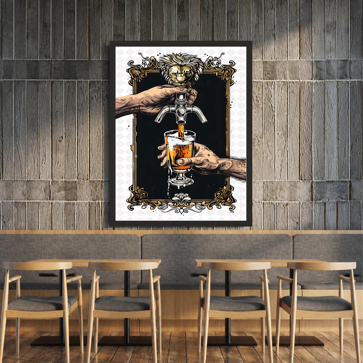 Beer Tap Wall Art | Framed Beer Mug Artwork | Vintage Pub & Bar Décor | Beer Lover Wall Décor