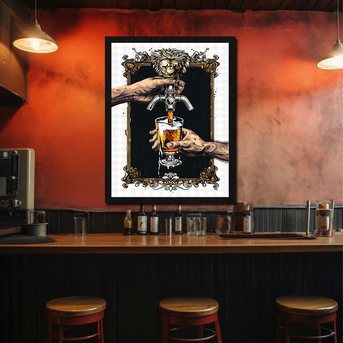 Beer Tap Wall Art | Framed Beer Mug Artwork | Vintage Pub & Bar Décor | Beer Lover Wall Décor
