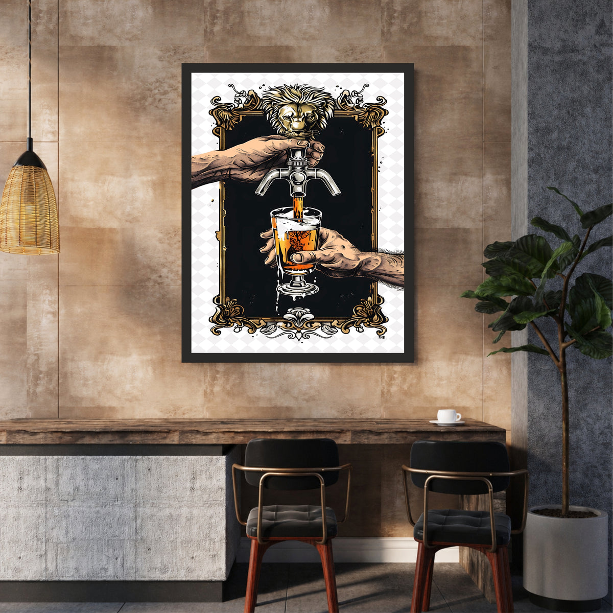 Beer Tap Wall Art | Framed Beer Mug Artwork | Vintage Pub & Bar Décor | Beer Lover Wall Décor