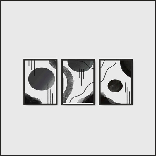 Monochrome Harmony Wall Frame Set – Modern Abstract Art for Contemporary Interiors