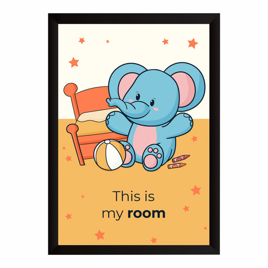This Is My Room Elephant Wall Art | Cute Nursery Cartoon Print
