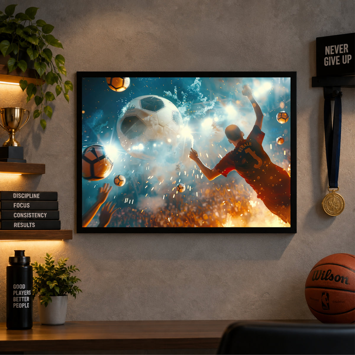 Football Player Action Wall Art | Framed Sports Print