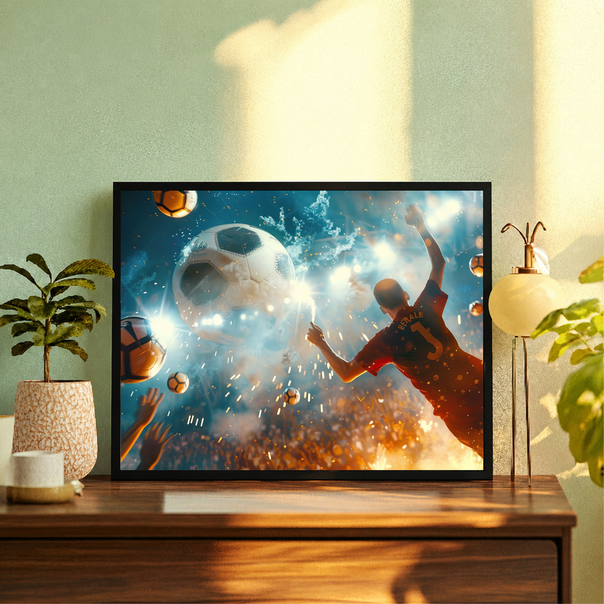 Football Player Action Wall Art | Framed Sports Print