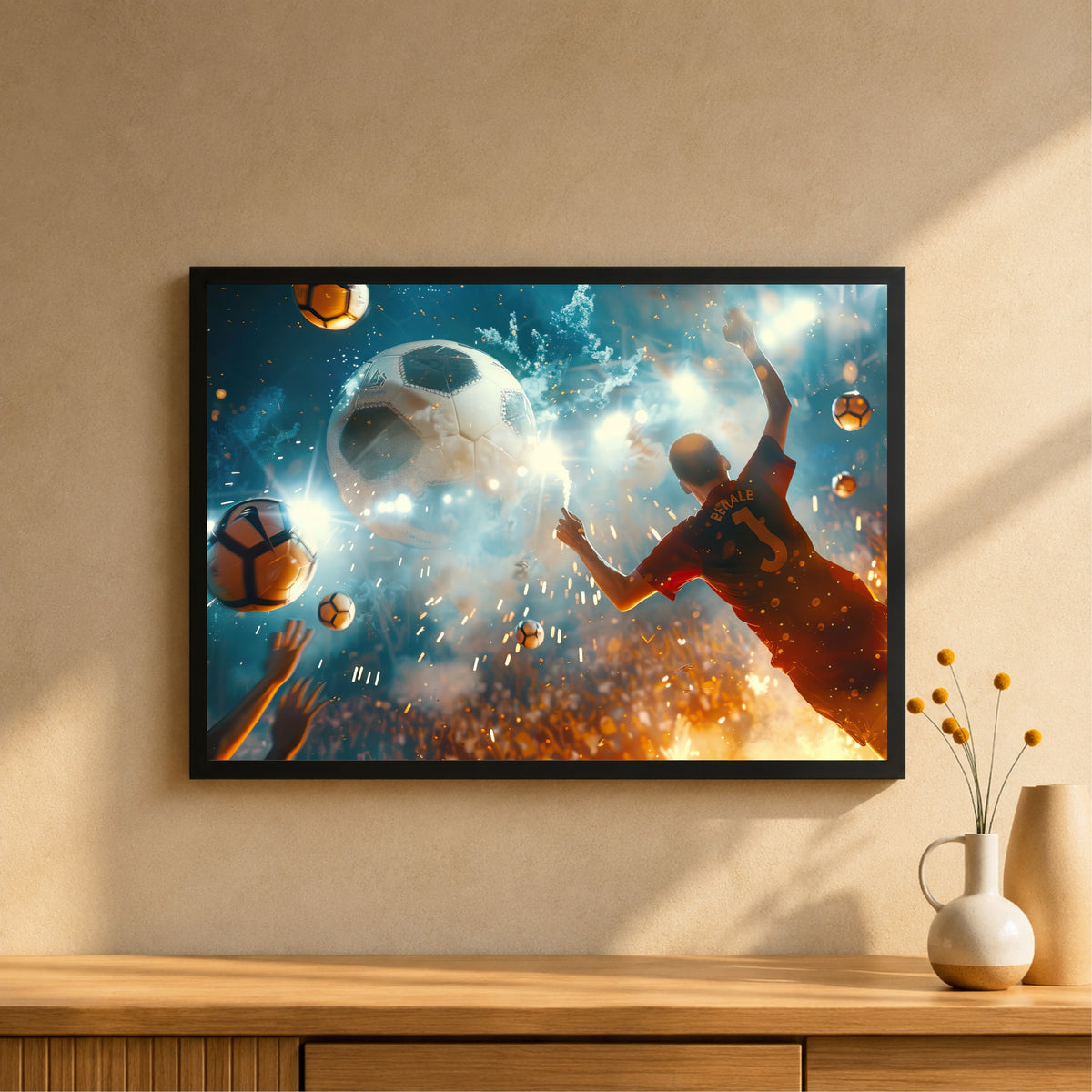 Football Player Action Wall Art | Framed Sports Print