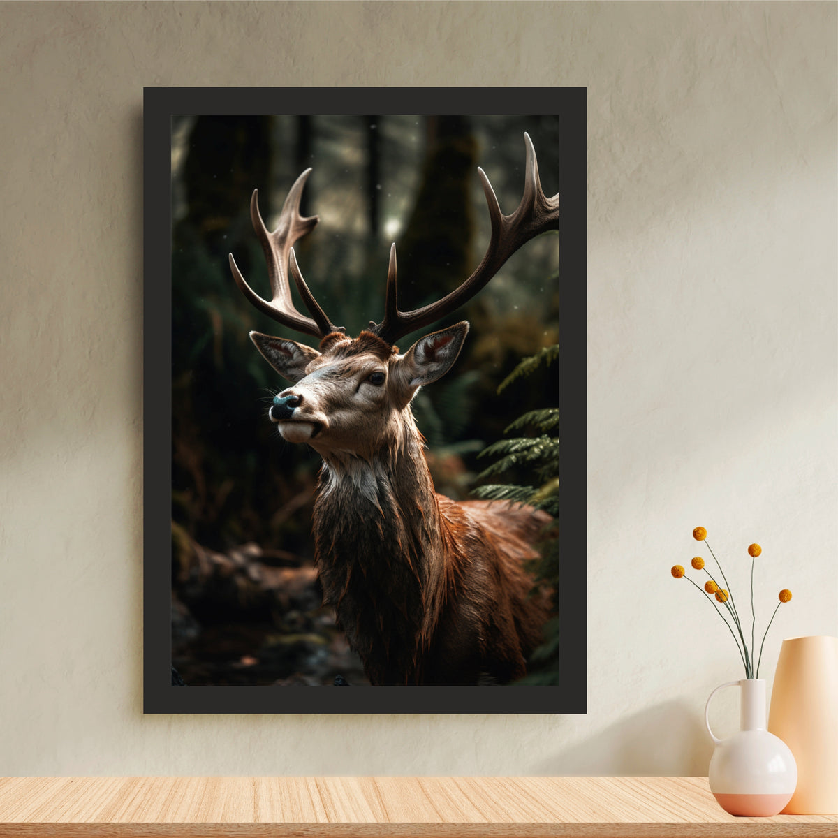 Deer Wall Art | Majestic Stag Wildlife Artwork | Framed Deer Photography | Forest Animal Wall Decor