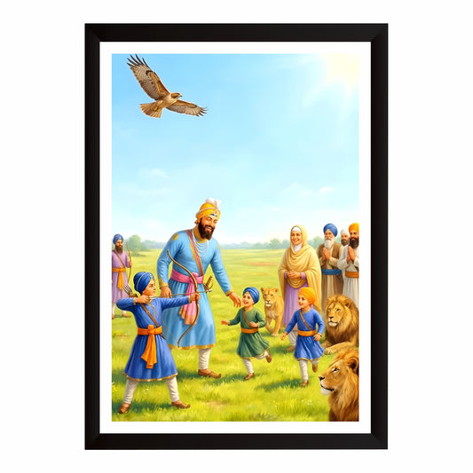 Guru Gobind Singh Ji with the Sahibzadas – The Eternal Legacy of Faith, Courage & Family