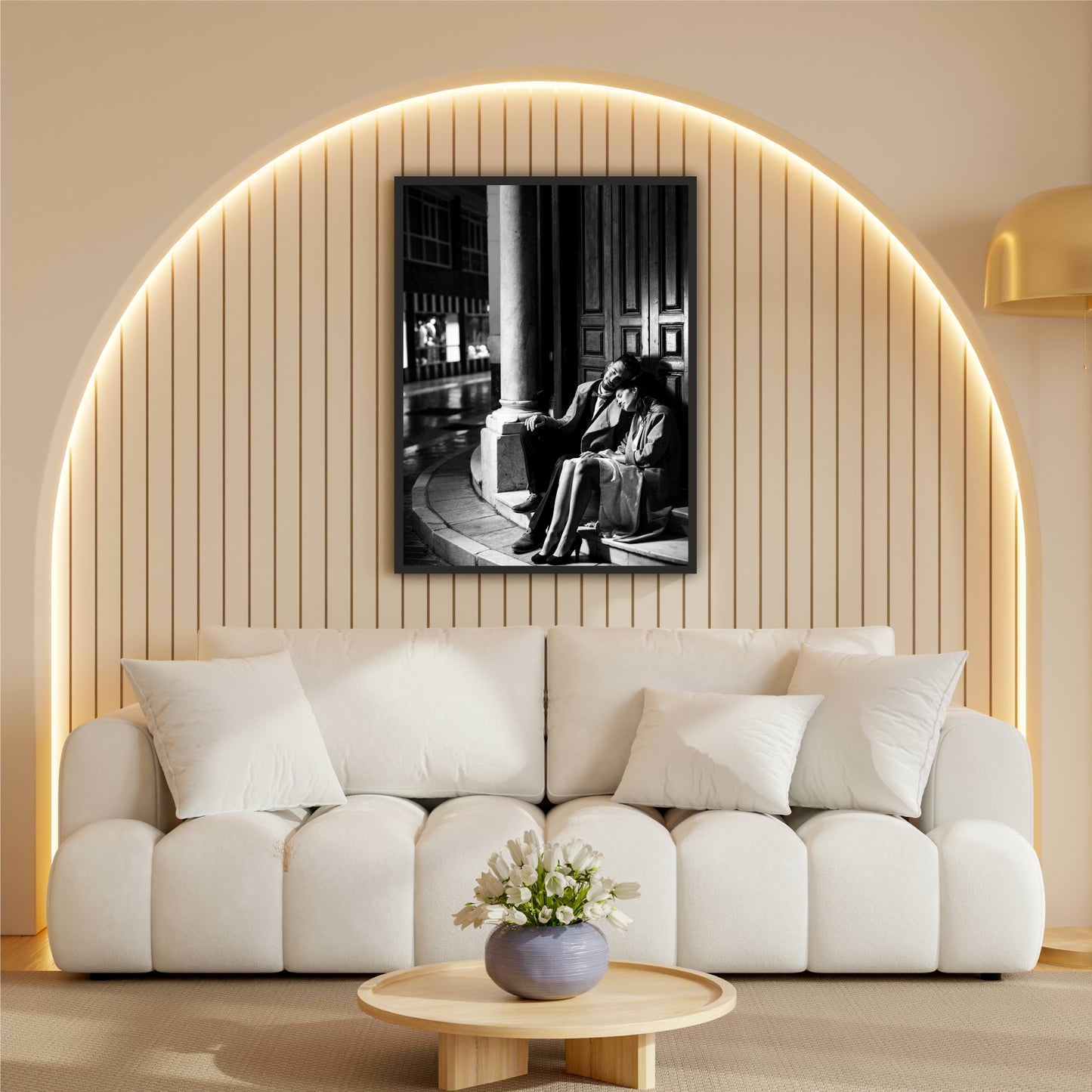 Romantic Couple Resting Together Wall Art | Black & White Fine Art Photography | Moody Love Canvas Print | Minimalist Bedroom Wall Decor