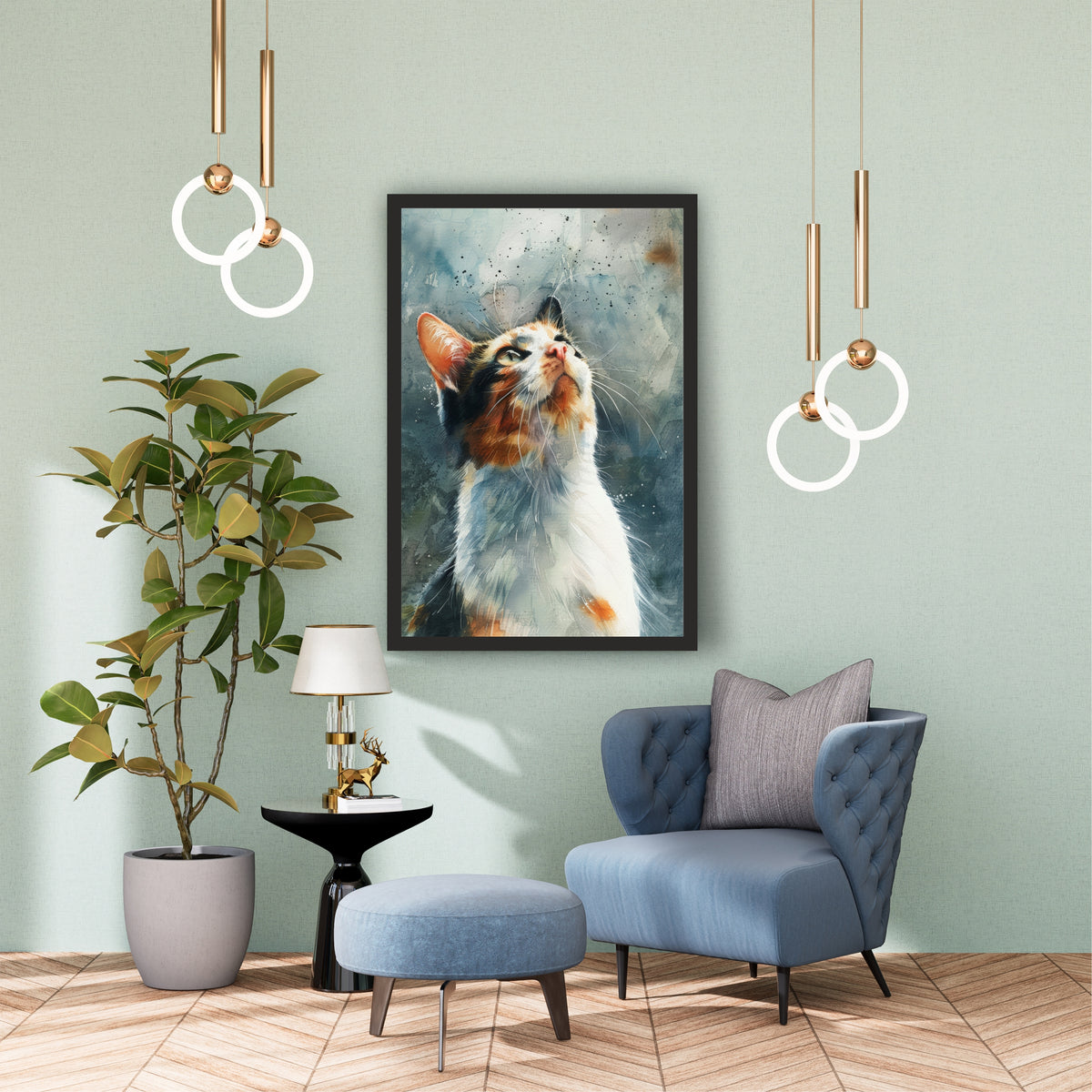Cat Wall Art | Watercolor Cat Artwork | Framed Cat Portrait | Cute Pet & Animal Wall Decor