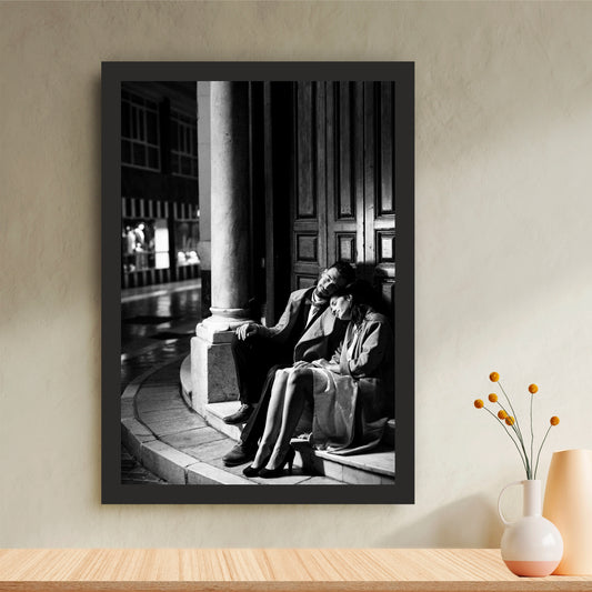 Romantic Couple Resting Together Wall Art | Black & White Fine Art Photography | Moody Love Canvas Print | Minimalist Bedroom Wall Decor